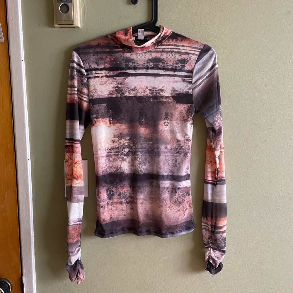 Topshop, mesh, mock neck shirt!